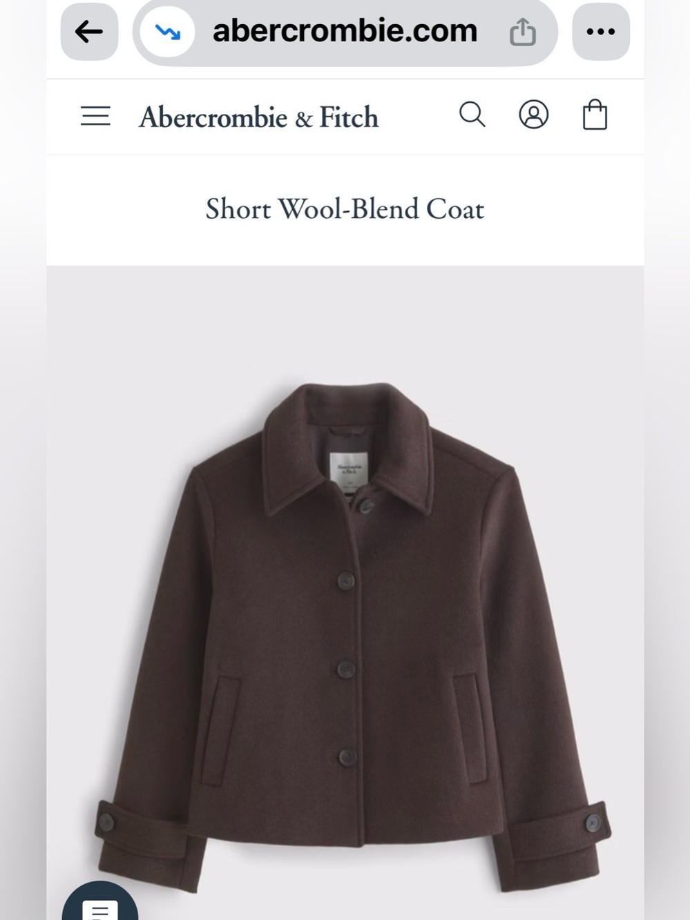 Abercrombie & Fitch Short Wool-Coat in Dark Coffee